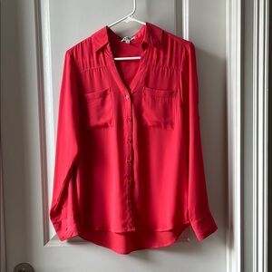 Express Coral Long Sleeve Button Down Shirt